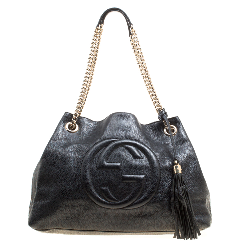 Gucci Black Pebbled Leather Medium Soho Tote Gucci | TLC