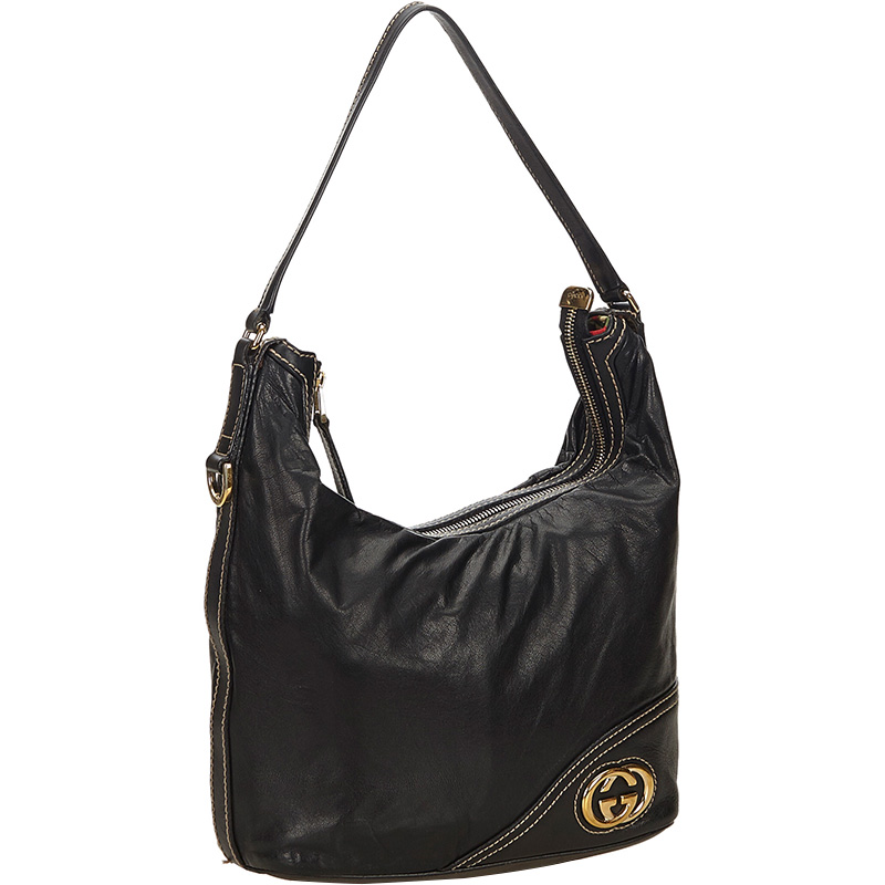 

Gucci Black Leather Medium Britt Hobo