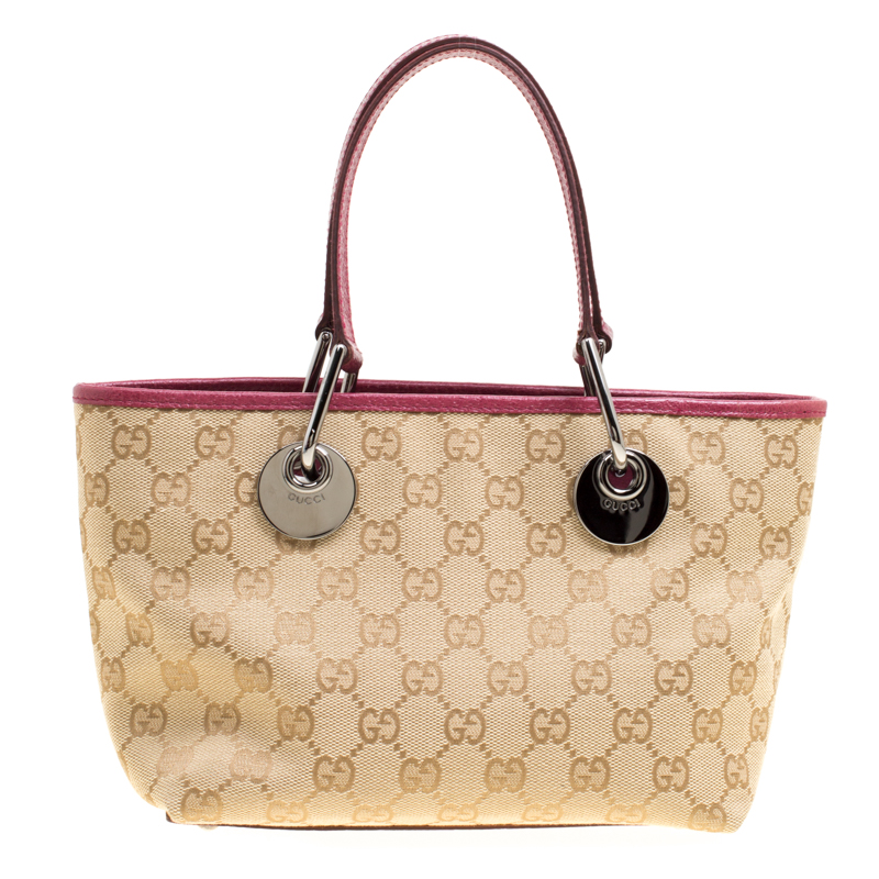 What Goes Around Comes Around Gucci Pink Canvas Eclipse Mini Tote