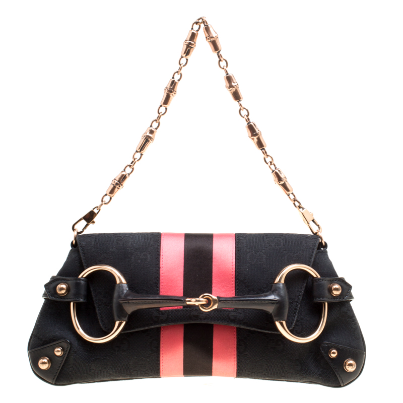 gucci black clutch with chain