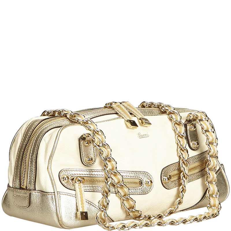 

Gucci White/Gold Leather Princy Shoulder Bag