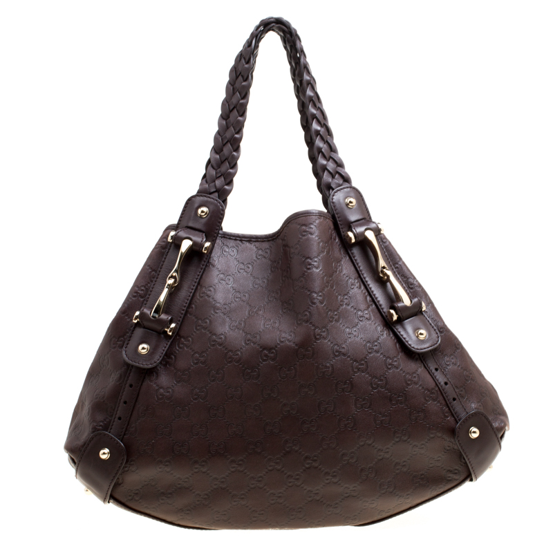 Gucci Vintage - Guccissima Horsebit Shoulder Bag - Brown - Leather Handbag  - Luxury High Quality - Avvenice