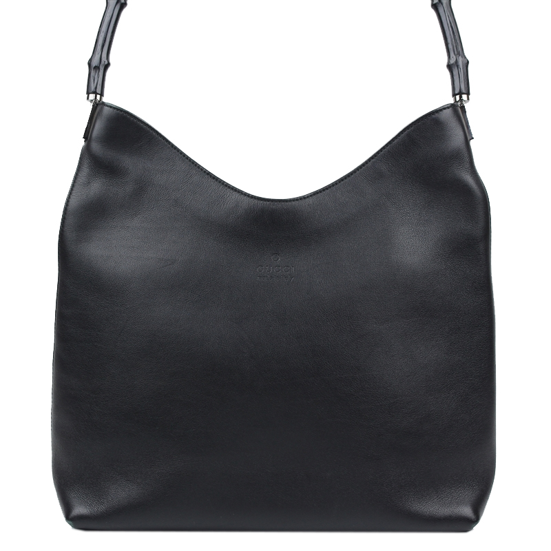 

Gucci Black Leather Bamboo Top Handle Bag