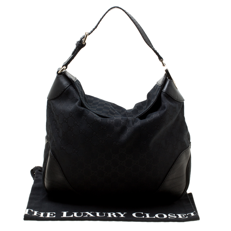 Gucci Black Leather And Fabric Vintage Hobo Gucci | The Luxury Closet