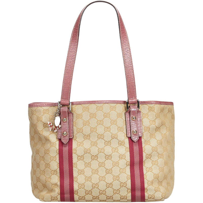 Pre Owned Gucci Brown GG Jacquard Jolicoeur Tote Bag