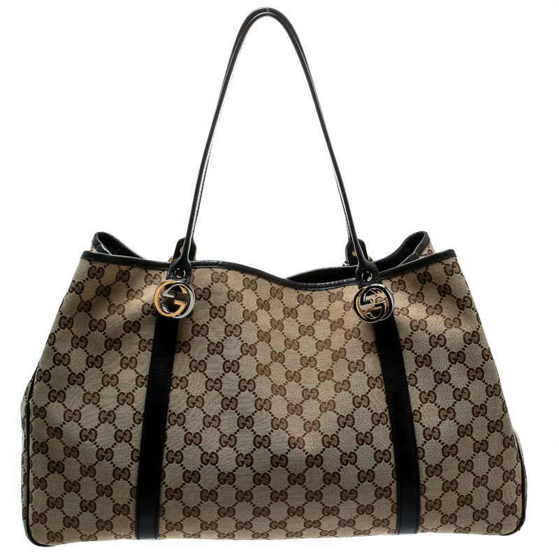 Pre Owned Gucci Beige/Ebony GG Canvas Large GG Twins Tote