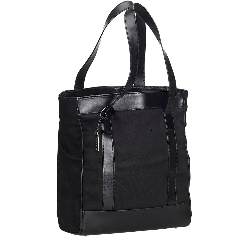 

Gucci Black Nylon Leather Tote Bag