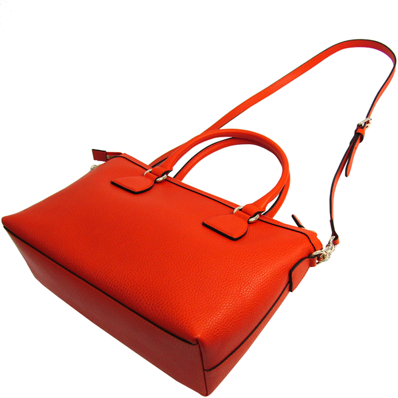 

Gucci Orange Pebbled Leather GG Charm Tote