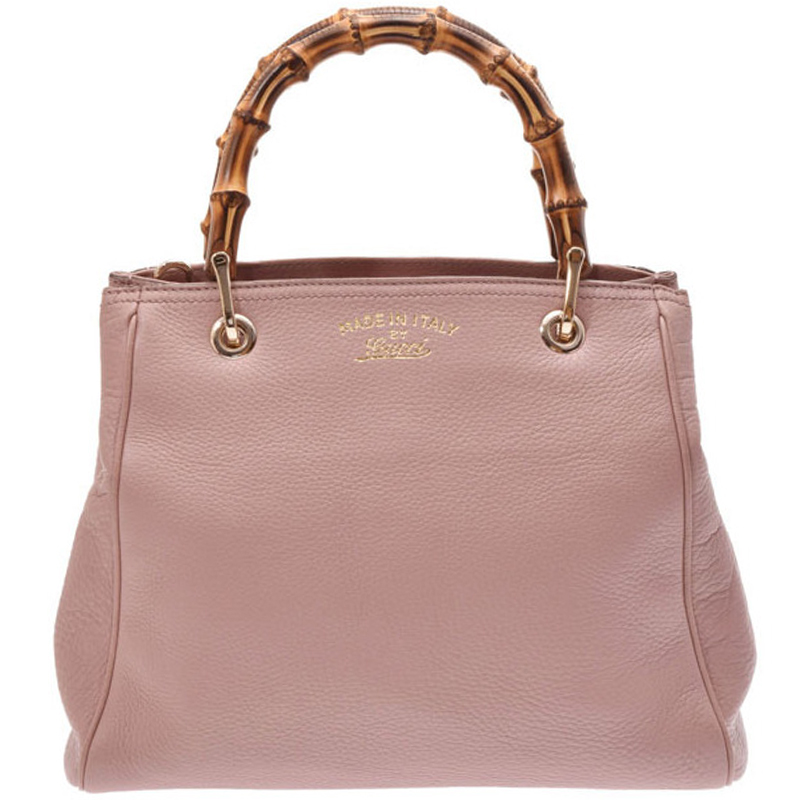 gucci pink bamboo handbag