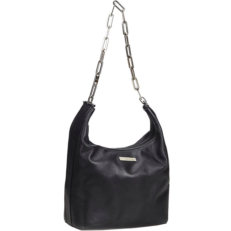 

Gucci Black Leather Chain Hobo Bag