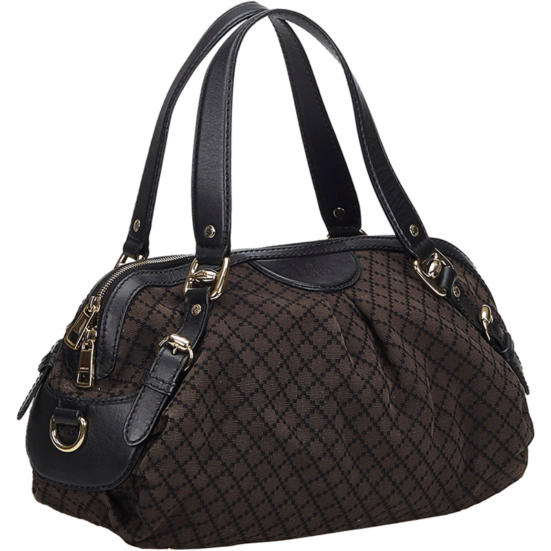 

Gucci Brown Diamante Canvas Sukey Everyday Bag, Black