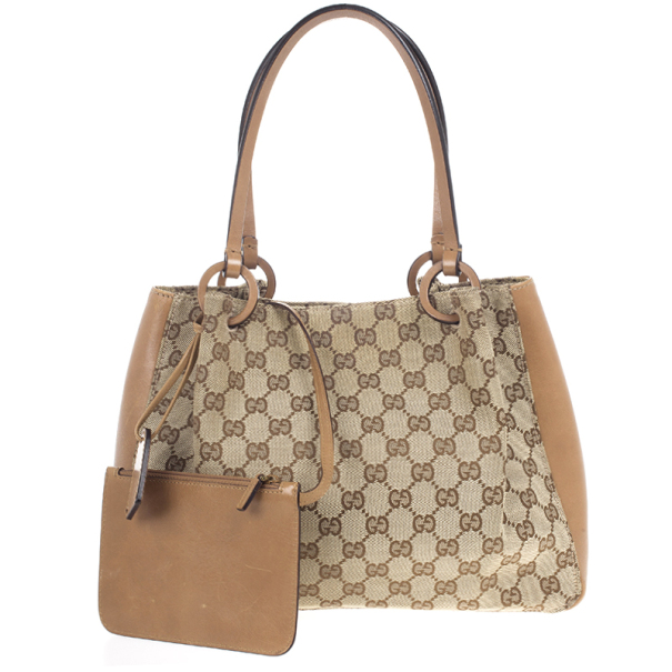 Pre Owned Gucci GG Monogram & Leather Tote