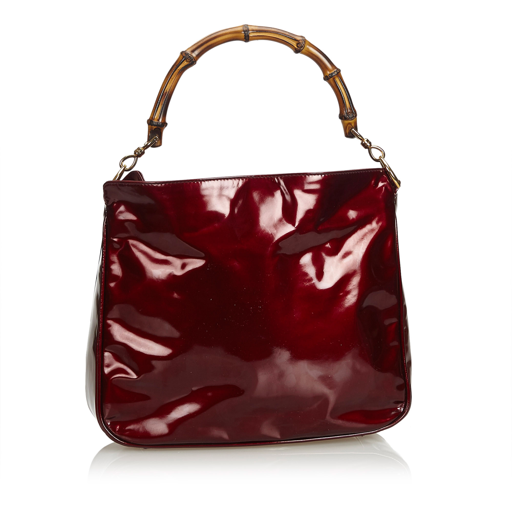 Gucci Red Patent Leather Bamboo Handle Everyday Bag Gucci