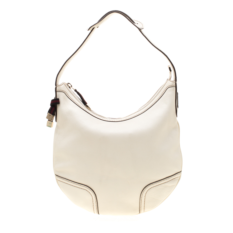Pre Owned Gucci White Leather Princy Hobo