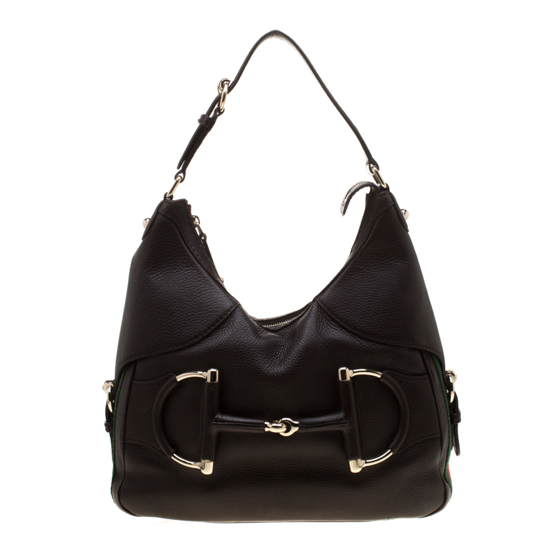 Pre Owned حقيبة غوتشي هيريتاج جلد بني كانفاس متوسطة ويب بلجام الحصان