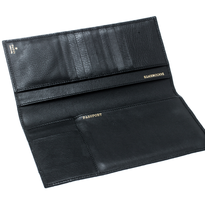 Gucci Black Guccissima Passport Holder –