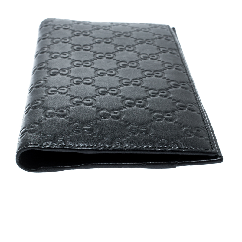 Gucci Black Guccissima Passport Holder –