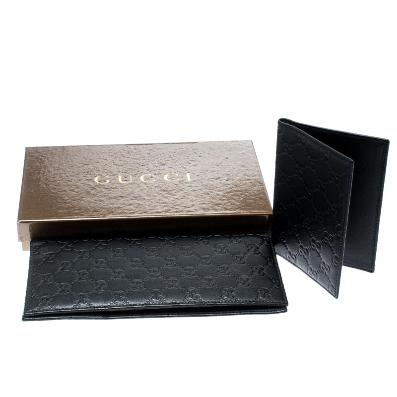 Gucci Black Guccissima Passport Holder –