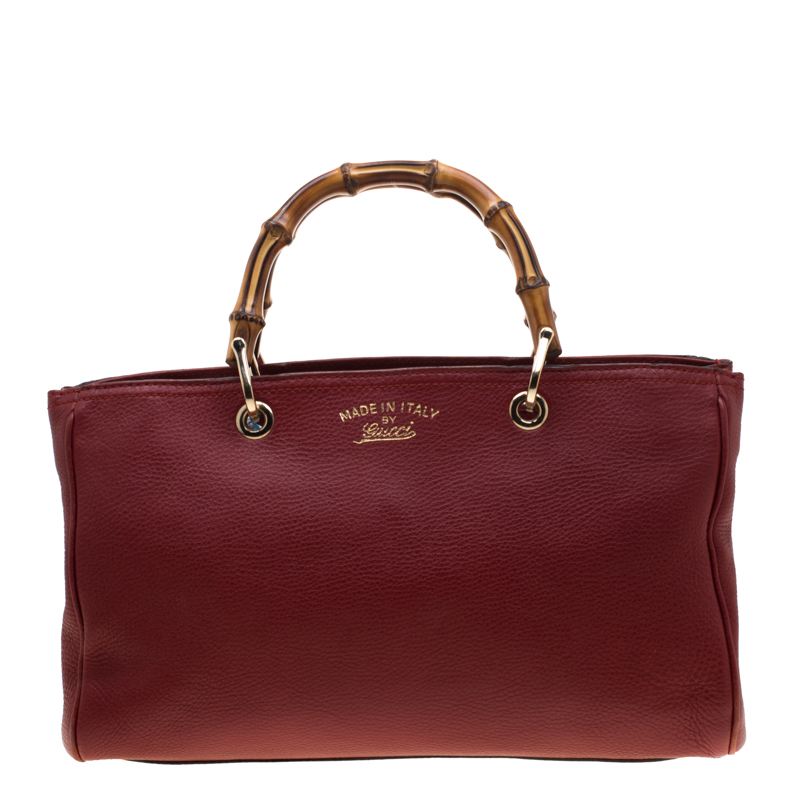 مملوكة مسبقًا حقيبة غوتشي حمالة علوية بامبو متوسطة جلد وردي فاتح