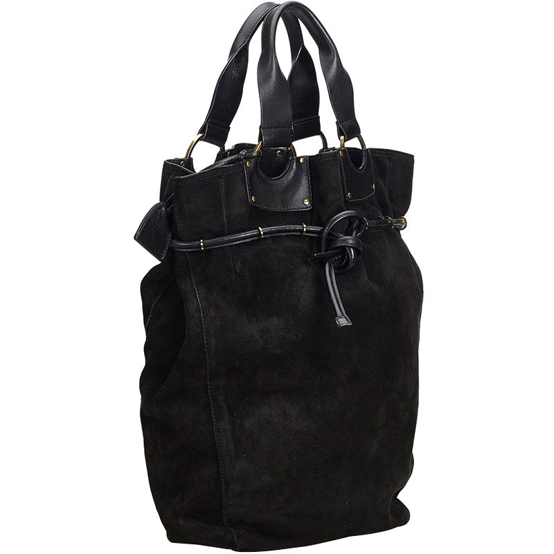 

Gucci Black Suede Leather Tote Bag