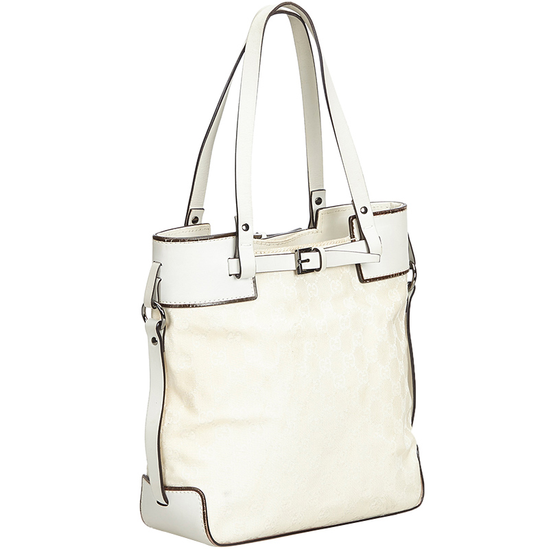 

Gucci White GG Jacquard Canvas Tote Bag