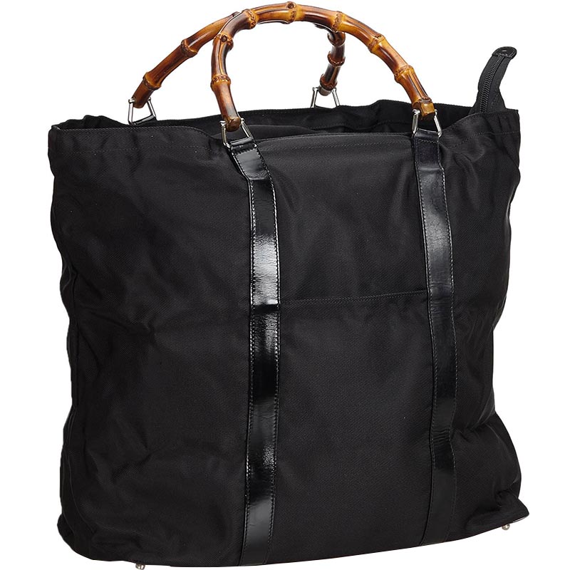 

Gucci Black Nylon Bamboo Top Handle Bag