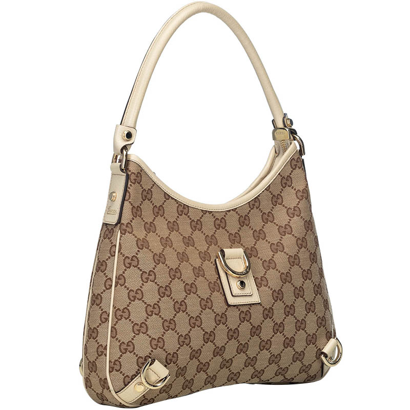 

Gucci Brown GG Jacquard Abbey Hobo Bag, Beige
