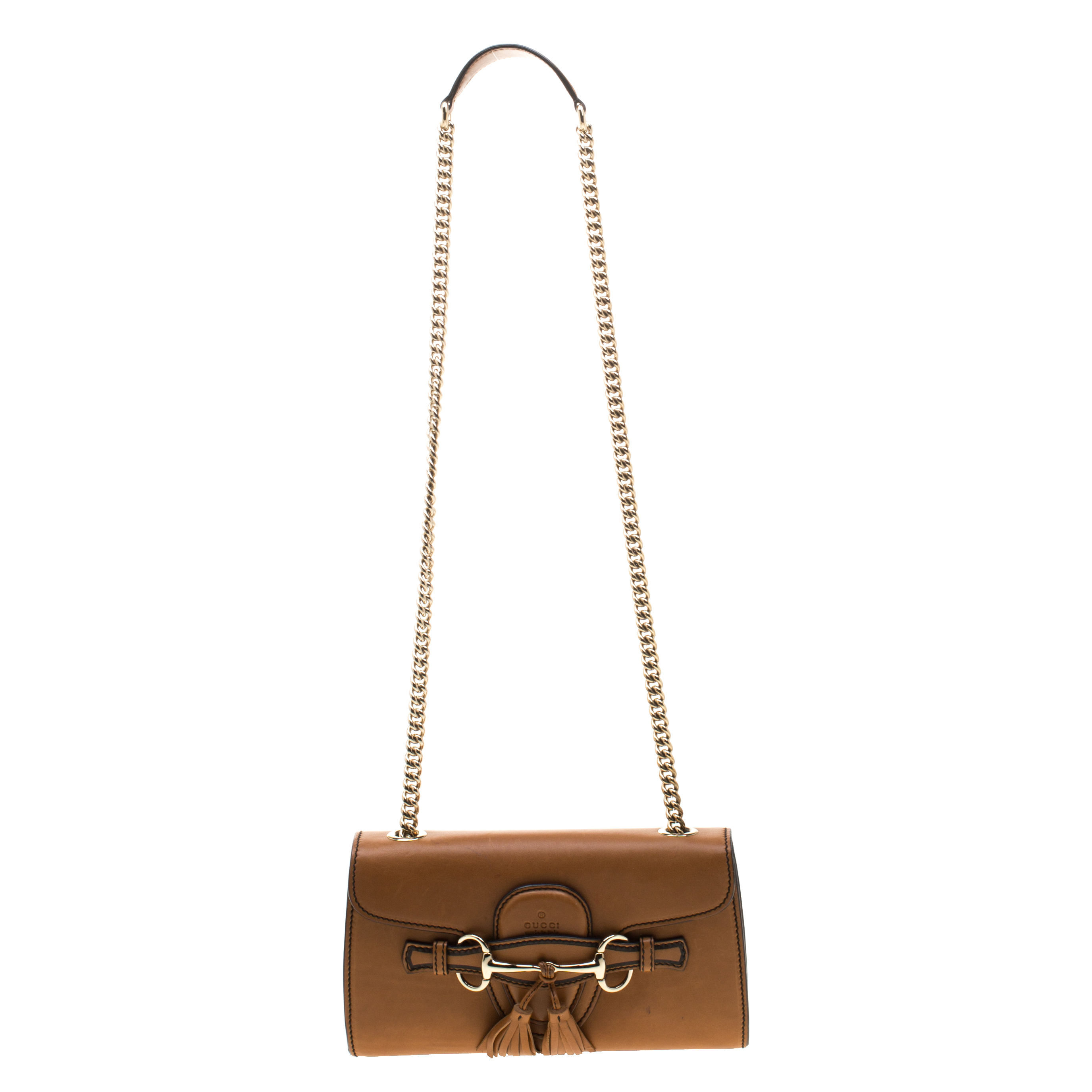 Gucci Brown Leather Emily Chain Crossbody Bag