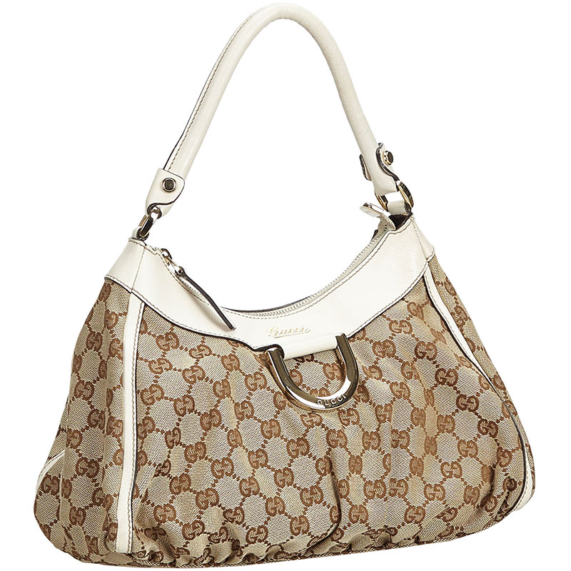 

Gucci Brown GG Jacquard Abbey D-Ring Bag, Beige