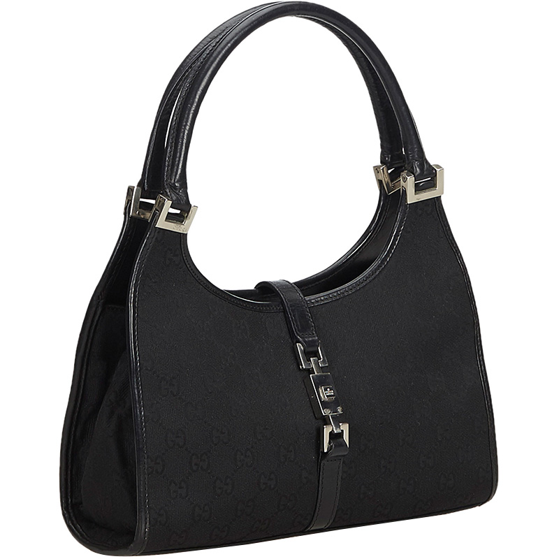 

Gucci Black GG Canvas and Leather Jackie O Hobo