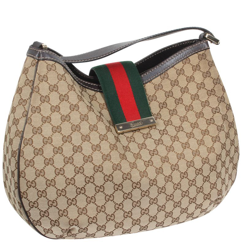 

Gucci Brown Jacquard Canvas Hobo Bag