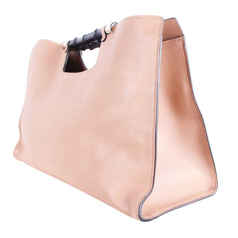 

Gucci Pink Leather Bamboo Top Handle Bag