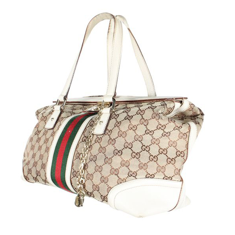 

Gucci Brown GG Canvas Web Shopper Tote