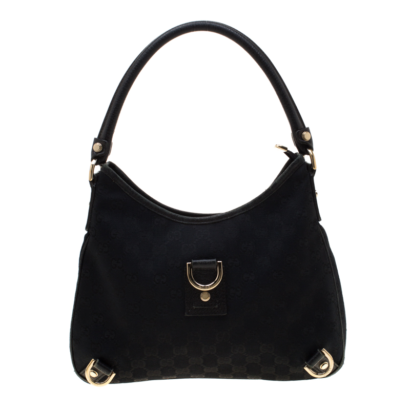 Pre Owned حقيبة غوتشي حلقة D أيبي كانفاس GG سوداء