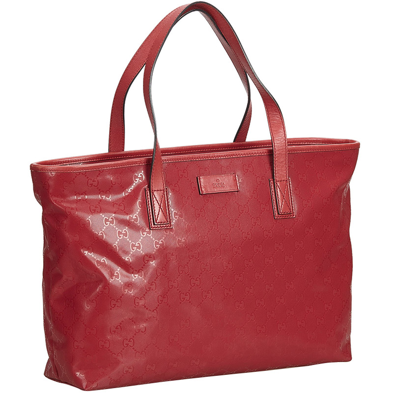 

Gucci Red PVC GG Imprime Tote Bag
