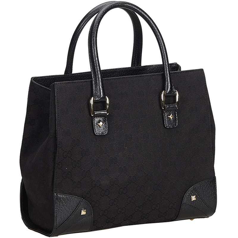 

Gucci Black GG Jacquard Canvas/Leather Tote Bag