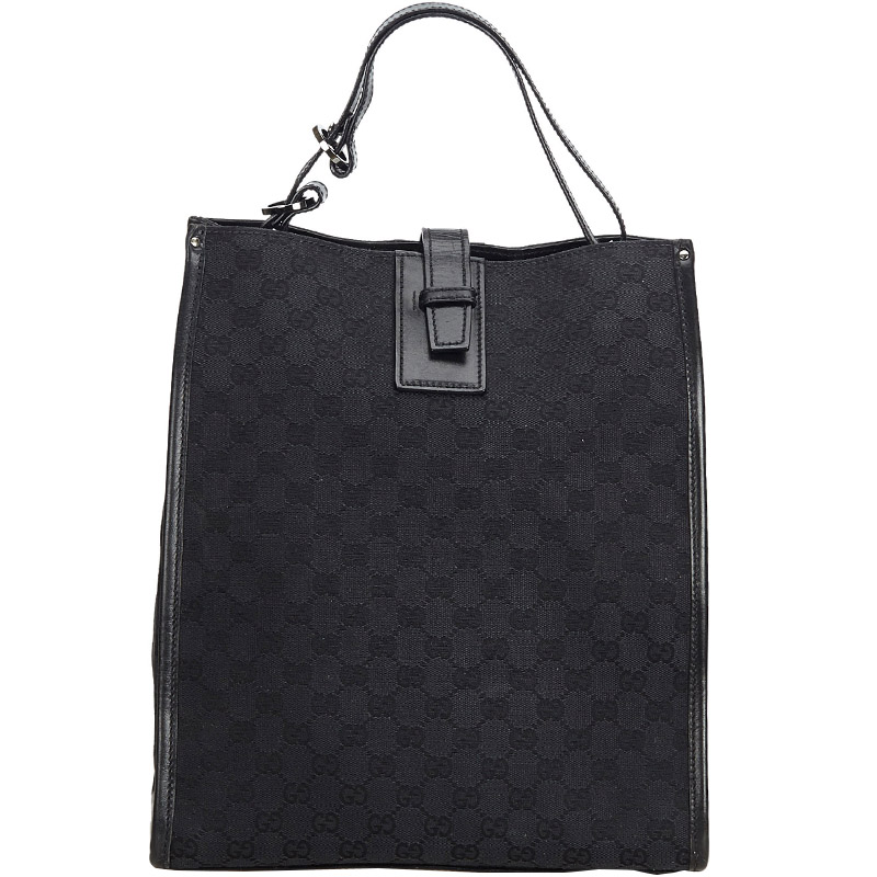 Gucci Black Gg Canvas Tote Bag