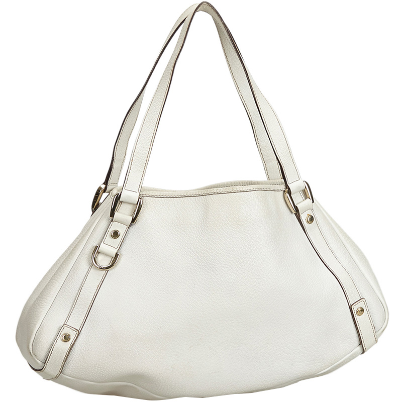 

Gucci White Leather Pelham Hobo Bag