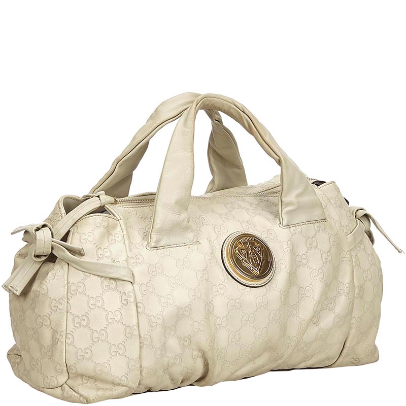 

Gucci Ivory Guccissima Leather Hysteria Top Handle Satchel Bag, Cream