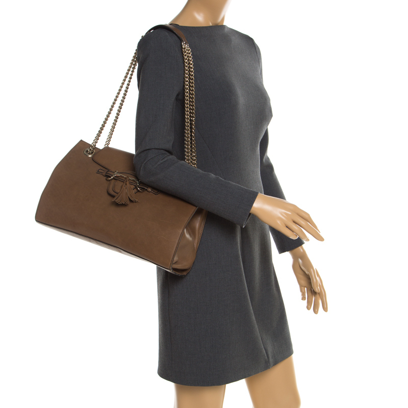 

Gucci Tan Leather  Emily Chain Shoulder Bag, Brown
