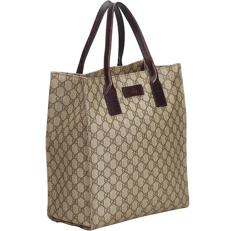 

Gucci Beige/Brown GG PVC Plastic and Leather Tote