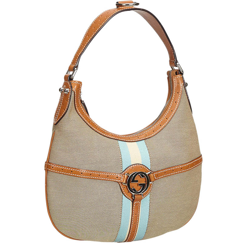 

Gucci Beige/Brown Canvas Vintage Web Reins Hobo