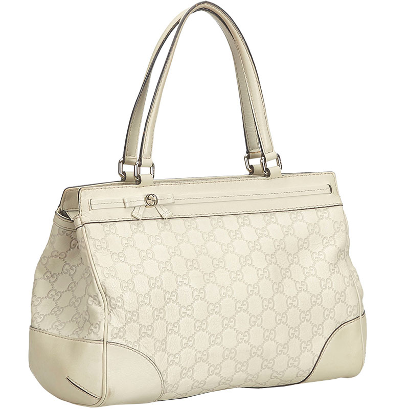 

Gucci Ivory Guccissima Leather Mayfair Tote, Cream