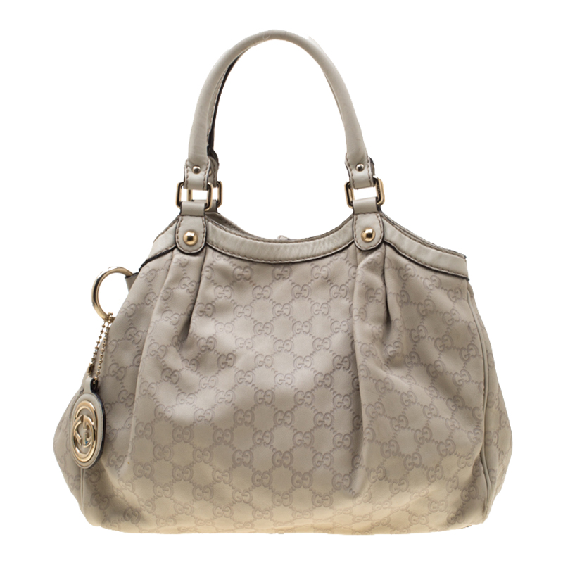 مملوكة مسبقًا حقيبة يد غوتشي سوكي متوسطة جلد غوتشيسيما بيج