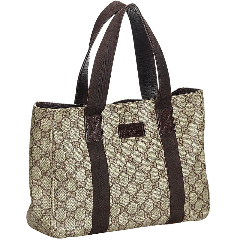 

Gucci Biege/Ebony GG PVC Plastic Tote, Beige