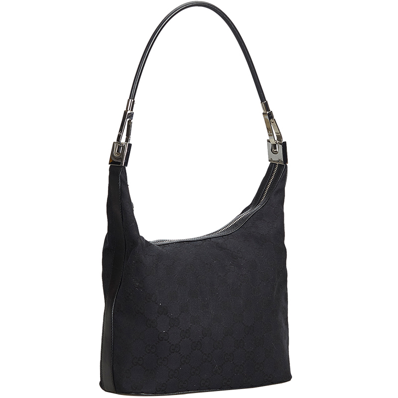 

Gucci Black GG Jacquard Hobo Bag