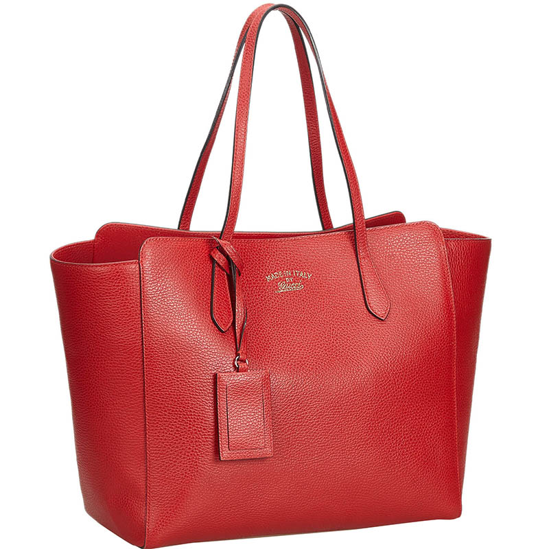 

Gucci Red Pebbled Leather Swing Tote