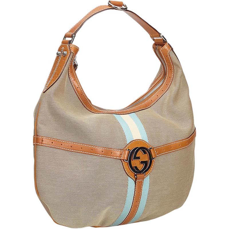 

Gucci Beige/Brown Canvas Vintage Web Reins Hobo