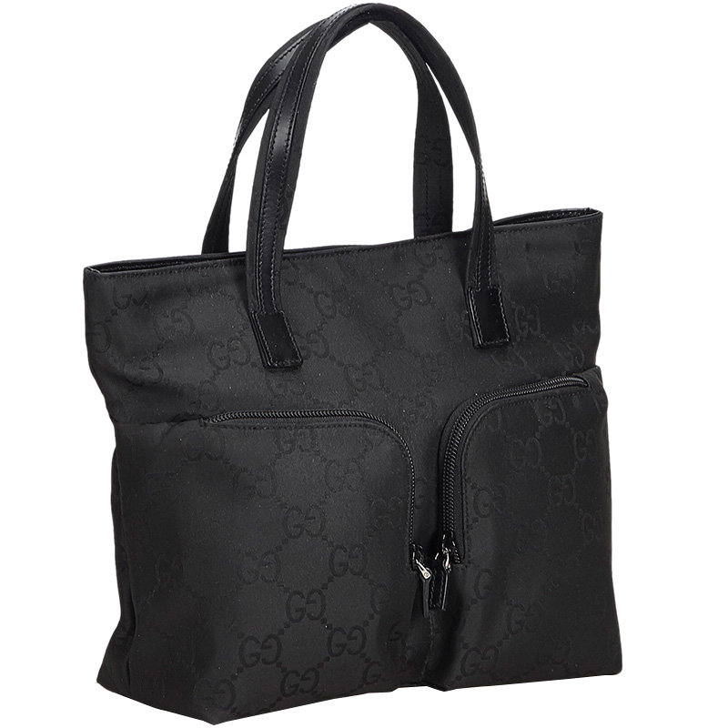 

Gucci Black GG Canvas Top Handle Tote