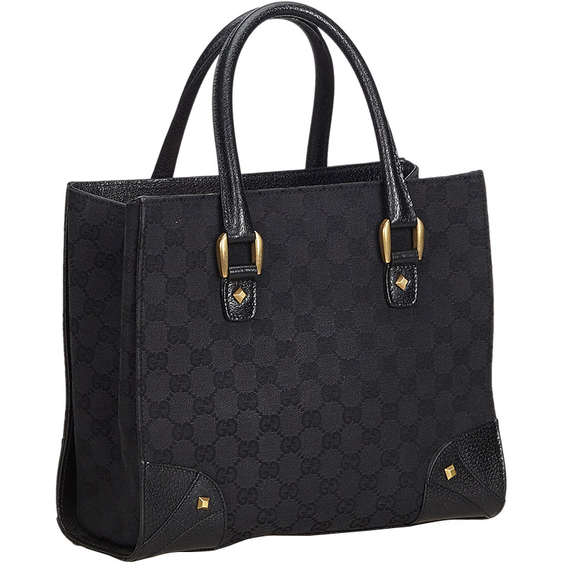 

Gucci Black GG Canvas and Leather Top Handle Tote